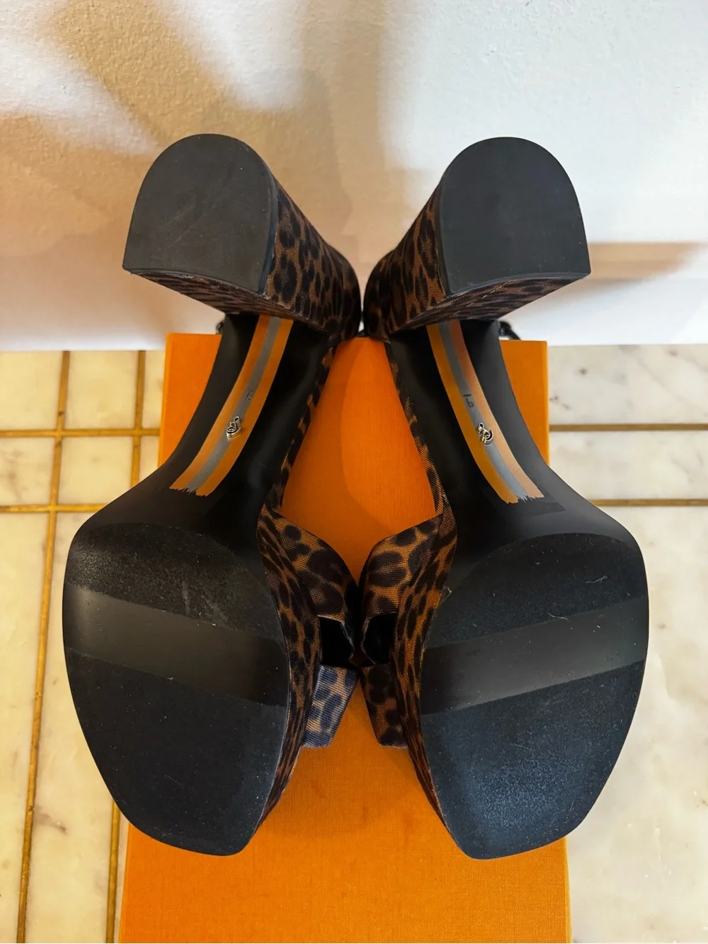 EUC Sam Edelman Leopard Print Platform Sandals - Black & Brown